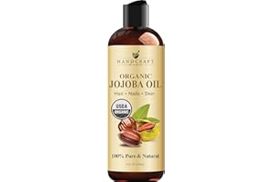 Handcraft Blends USDA Organic Jojoba Oil - Cold-Pressed 236 ml - 100% Pure and Natural - Premium Grade Carrier Oil for Skin and Hair - Hair and Body - Massage - Hexane-Free
