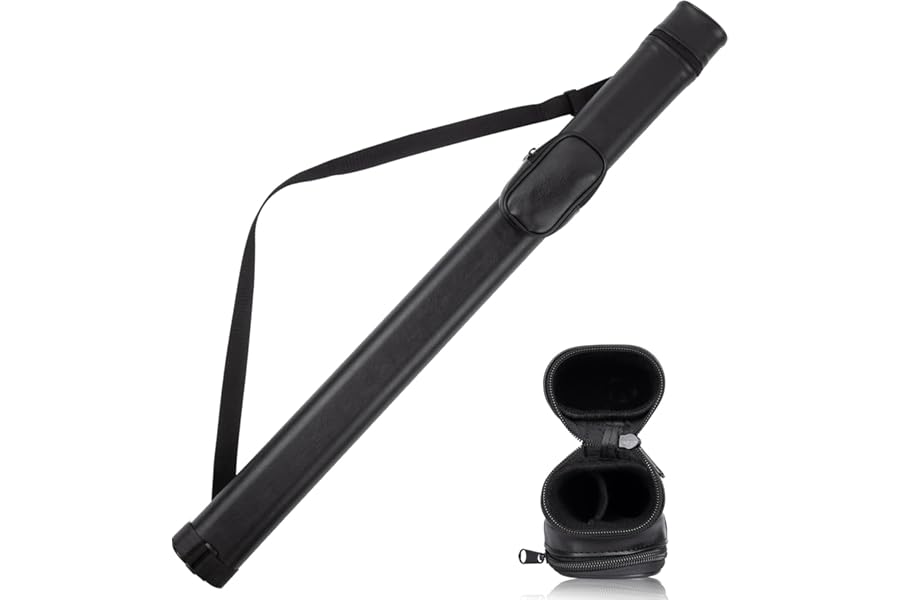 Sinsilvie Billiard Cue Cases,Hard Pool Cue Case,Cue Stick Case 1 Stick 2 Holes,PU Cue Stick Case Bag