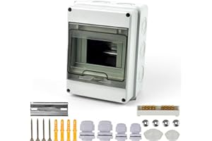 Caja Conexiones, SRJQXH 5 Sola Fila ABS IP65 Caja Estanca con 2 Juegos de Clips de Tierra de Latón, Entrada de 10 Orificios, para Distribución de Energía Interior y Exterior