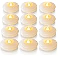 Homemory 12 Pack 3” Flameless Led Floating Candles, 201 Hour White Battery Operate Waterproof Tealights for Cylinder Vases, Centerpieces at Wedding Decor, Party, Pool