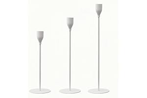 CADZYRE Set di 3 pezzi portacandele, 33/28/23 cm Candeliere da bar nero, candela da bar portacandele in metallo, cena a lume di candela, decorazioni per la casa, matrimonio (3, white)