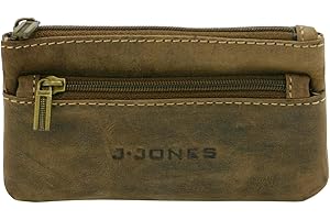 J JONES JENNIFER JONES J.Jones - Sac à clés, Porte-clés avec 2 Anneaux pour clés, Cuir véritable Marron Antique, 12,5 x 7,5 cm