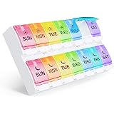 Amazon Brand – Eono 7 Day Pill Box Organiser AM PM - Pop Open Weekly Large Pill Box Case With 14 Large Compartments - 2 Times