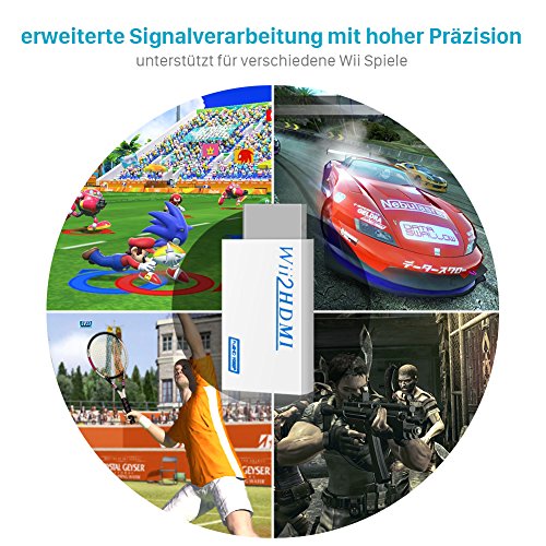 GHB Wii HDMI Adapter Wii zu HDMI Konverter Wii Signal automatisch auf 720p/ 1080p und HDMI-Anschluss / 3,5 mm Klinke Ausgang aus mit HDMI Kabel - 8