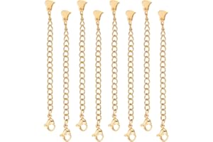 UNICRAFTALE Alrededor de 8 pieza de Extensión de Cadena de Metal Hipoalergénico de 2.68 pulgadas/68 mm con Cierres de Garra de Langosta Y Amuletos de Corazón Colas de Extensión de Cadena Dorada