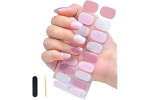 LCMEI Uv Nails Gel Nail Stickers DIY Tiras de uñas de gel semicurado, pegatinas de gel de larga duración con acabado de gel brillante, adhesivo completo Nail Art Wraps Strips Kit impermeable (#251)