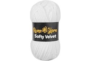 Rome Yarn Softy Velvet Wolle 100g - 120m | Samtgarn Chunky Chenillewolle Babywolle Amigurumi Super Bulky Garn zum Häkeln und Strickwolle Flauschgarn Velvet Garn (1 Knäuel, 901 Weiß)