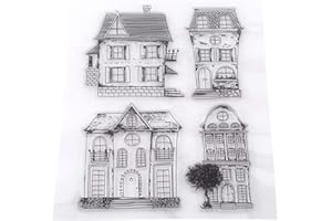 HEEPDD Tampons clairs pour la fabrication de cartes, modèle de maison Transparent Silicone Cartoon Stamps pour cartes bricolage Making DIY Album photo ScrapbookRangement pour matériel de scrapbooking