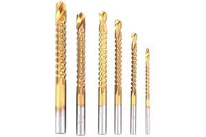FDIT 6-częściowe piły i wiertła HSS, tytanowe wiertła do pił tarczowych 3 mm / 4 mm / 5 mm / 6 mm / 6,5 mm / 8 mm do drewna i metalu Otwornica