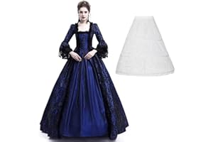 CAMDOM Vestidos Victorianos para Mujer,Vestido Vintage para Baile de Máscaras,Medieval Gótico Lolita Fiesta Vestido de Noche Disfraz de Cosplay Renacentista con Enagua