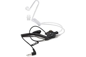 HYS Oreillette Écouteurs Intra-Auriculaires avec Tube Acoustique, 3,5 mm, Transparent, avec Clip de Fixation, Casque de sécurité pour Radio (Noir, écouteurs + 1 tête Champignon Plus Longue)