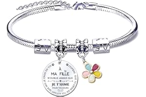 QTQTLP Cadeau Fille Bracelets Femme Cadeau D'anniversaire Fille Enfant Je T'aime Ma Fille Cadeau Fille à Ma Fille Bracelet Femme Idee Cadeau Ado Fille Pendentif Bracelets