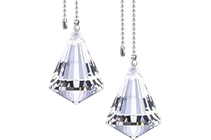 Jovitec 2 Pcs Ceiling Fan Pull Chains Crystal Decorative Pull Chain Extension for Ceiling Light Fan Toilet Bathroom Light 1 Meter Long Each