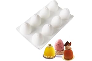 HONNESSERRY Moule Oeuf de Paques, Oeuf de Paques en Silicone Moule Form pour Chocolat, Gâteau, Dessert (8 Cavités)