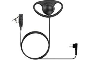 Tinshow 2 Pin Earpiece for Walkie Talkie Compatible with Motorola CP040 DP1400 GP68 GP88 GP300 CT150 Security D Shape Ear Piece with PTT Mic for Bodyguard Two Way Radio Black
