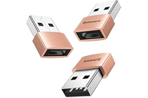 Bytewave USB A to C Adapter (3 Pack) for iPhone 16 15 Car Charger Adapter, Type C Female to USB A Male Cable Converter for Apple Watch, iPhone, AirPods, Laptops, Samsung Galaxy S25 S24 (Rose Gold)