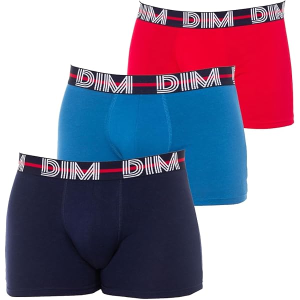 Lot de 3 boxers powerful Dim bleu gris jaune | La Redoute
