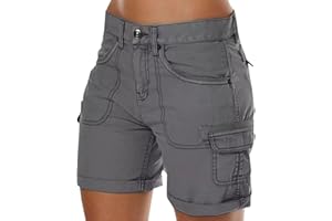 GENERIC Womens Casual Hiking Cargo Shorts Multi-Pocket Cotton Combat Casual Work Utility Safety Trousers Outdoor Lightweight Ripstop Durable Workwear Shorts Summer Bermuda Shorts