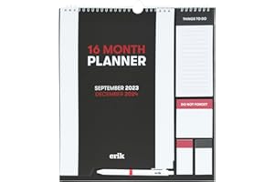 GUPO ERIK Grupo Erik Wall Calendar 2024 | Monthly Planner 16 Months Sep 2023 - Dec 2024 | 11.8 x 13.4 inches / 30 x 34 cm | Cute Stationery | With Stickers/Pen/Shopping List
