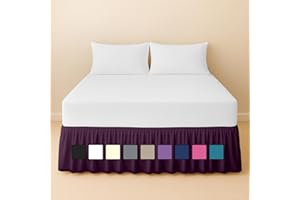 Rohi Base Valance Sheets King Size - Fit Over Base - Frilled 16” Deep Fit, Polycotton Bed Skirt - OEKO-TEX® Standard 100 Certified (King Base Valance,Plum)
