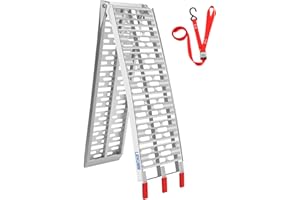 LIEKUMM 1 x 226 cm Motorcycle Ramp, 340 kg Capacity Aluminium Motorbike Ramp, Folding Loading Ramps for Dirt Bikes, E-bikes, Motorbikes, Trailer, Pickup Truck