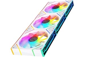 Jungle Leopard Prism4EX-X3 RGB PC Ventola 120MM 3er Pack[Infinity Mirror][HDB]58.36CFM/1850RPM/2.07 MMH2O 5V3PIN ARGB and 12V4PIN PWM Ventola (Bianco Reverse Blade)