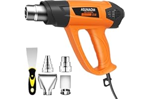 AIUNAOM Opalarka 2000W, 9 poziomów temp. 50–650°C, z 5 dyszami, szybkie nagrzewanie, ochrona przed przegrzaniem, do lutowania, usuwania farby i obkurczania