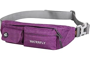 Waterfly Torba biodrowa, wąska, wodoodporna saszetka, torba podróżna, pas do biegania, do podróży, jazdy na rowerze, wędrówek, kempingu, Fioletowy, 23.88x10.92x5.33cm