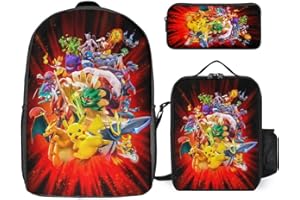 Ukerneryf Cartoon Kid Backpack, School Bag Set 3 Pcs, 17 Inch Large Capacity Book Bag with Lunch Bag and Pencil Case, for Back to School Gifts