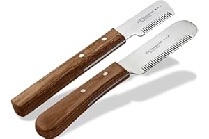 INSTRUMENTENRW Trimmmesser Set für Hunde und Katzen mit Feiner und Mittlerer Zahnung 2-Teilig Fellpflege Kamm für Hundefell Unterwolle Fellmesser Hundeschere Edelstahl Messer Markenqualität für Langhaar und Kurzhaar