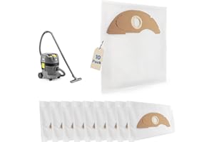Biigdan 10x Sacchetti Aspirapolvere, Sacchetti per Karcher Aspiratori Professionali NT 22/1 Ap L、NT 22/1 Ap Te L, Grande Capacità, 2.889-217.0- 42cm x 49cm Bianco, Accessorio per Aspirapolvere
