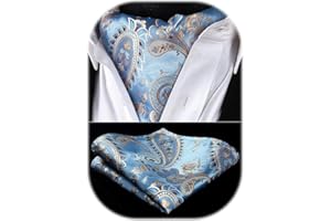 HISDERN Pañuelo Cuello Hombre Seda de Lunares Elegante Pañuelo Ascot Hombre y de Bolsillo en Jacquard para Business Boda