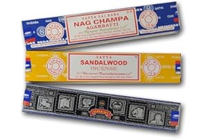 ROCK AND BABY Aromatic Incense Bundle x 3 | Satya SuperHit + Nag Champa + Sandalwood | Aromatherapy with Natural Frankincense | Incense Sticks | 3 Boxes of 15 grams