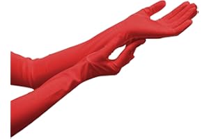 NebulaGlam 1920er Ellenbogen Lange Satin Handschuhe, Damen Elegant, Classic Abendhandschuhe (Rot)