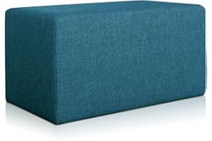 Deshome Pouf poggiapiedi 83x43x44 cm Stoffa Idrorepellente: Pouf Design Moderno per Divano Soggiorno Camera da Letto, Puff poggiapiedi, Pouffe Salotto Minerva (Blu)