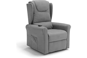 REDÒKASA Poltrona relax elettrica Detroit per anziani, 2 motori, 2 ruote posteriori, sistema reclinazione e alzapersona, tessuto idrorepellente