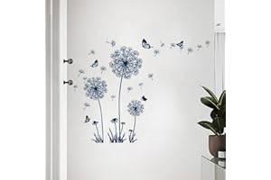 Traziewell Wanddeko Schlafzimmer Boho Wanddeko Schlafzimmer Blau Wandtattoo Pusteblume Wandsticker Tiere Set Wandtattoo für Wandaufkleber Dschungeltiere Baum Wandbild Wanddeko Wohnzimmer 0114