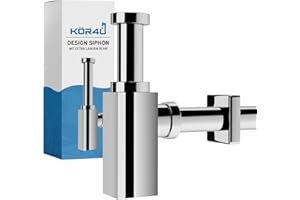 kör4u Syfon Premium Design, 1 1/4 cala x 32 mm, prostokątny, chrom, uniwersalny, w zestawie uszczelki, syfon rurowy do łazienki