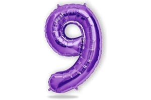FUNXGO Palloncino Numero 9 Viola - Palloncini Compleanno 9 Anni - Palloncino 9 Anni Compleanno - Decorazioni Compleanno - Feste Decorazione di Compleanno Palloncino 9 Viola - Vola con l'Elio (Viola 9)