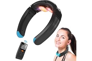 Masajeador cervical Auxoliev,masajeador cervical profesional con mando a distancia,eficaz para reducir la fatiga muscular del cuello,adecuado para el hogar,la oficina y los viajes (Negro)