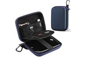 AGPTEK Funda de Disco Duro 2.5", Estuche Rígida Antigolpes con Cremallera para Disco Duro Externo Toshiba, WD My Passport, Seagate, Samsung 5T/3T, HDD, SSD, Lacie, U Disk,SD Card, USB Cable, Azul