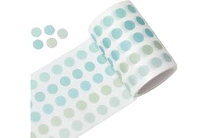 YUBBAEX Morandi 5/16" Dot Washi Tape Round Stickers 1250 Dots Stickers for Bullet Journal Planner Scrapbooking 2 3/8" x 10‘ (Cool Mint)