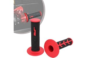 JFG RACING 1 Paio di Manopole Manubrio Moto,Manopole Moto da 22 mm/24 mm,Manopole Acceleratore Antiscivolo per Pit Dirt Bike Motocross-Rosso
