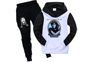 DROLA Filles Wednesday sweat à capuche+pantalon Set,Costume d'hiver Casual Regular Homewear pour garçons et filles cadeau