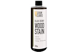 GRAIN GUARD Tinta per Legno | Ebano Nero | 500ml | A Base d'Acqua & Basso Odore | Ecologico e Non Tossico | Tinta per Mobili in Legno da Interni | Facile Applicazione | Asciugatura Rapida
