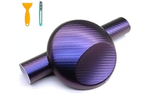 PIPICAT Film de protection autocollant en vinyle pour voiture et moto - Noir mat - Pour intérieur - Sans bulles - Avec accessoires d'installation (fibre de carbone, changement de couleur bleu-violet, 300 x 30