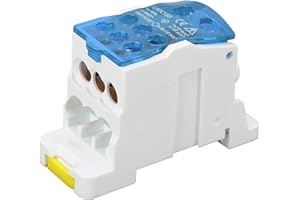 TOMOTATO Caja de Distribución de Terminales, UKK160 Caja de Conexiones de Alimentación de Bloque de Terminales de Carril DIN Caja de Distribución de Conectores de Terminales Eléctricos 690V 160A(Azul)