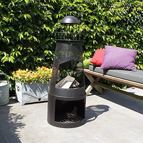 Terassenofen – Gartenofen Sevilla 124cm x Ø47cm Mit hitzebeständiges, schwarzes Finish – Hohe Qualität - 4