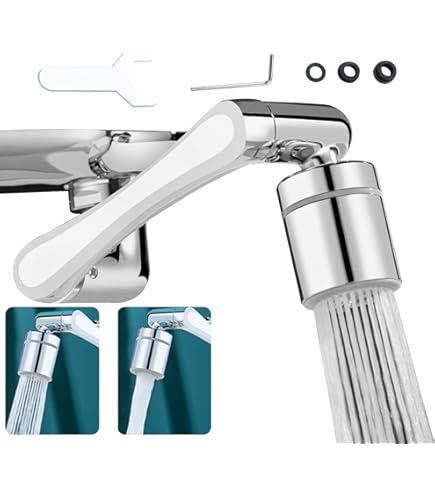 Hibbent 1440 Degree Faucet Extender Swivel Faucet for Bathroom Sink Faucet, Large Angle Twist Kitchen Faucet Double Function 2-Water Flow and Rotation