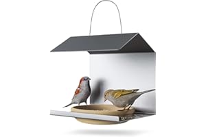 JODAK LIFESTYLE PRODUCTS JoDaK Vogelhaus hängend mit Schale (Beige) für Balkon und Garten, EasyClean-Funktion, Wetterfest, Winterfest, Vogelhäuschen, Vogelfutterhaus, Vogeltränke, Vogelfutterspender